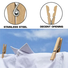 3X Clothes Pins Heavy Duty Outdoor with Spring, Wooden Clothespins for Crafts and Hanging Clothes  Clothesline Laundry