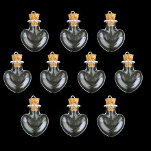 20Pcs Glass Cork Bottle Glasses Ampoules Wool Bottle Pendants Heart Form
