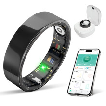 Smart Ring Health Tracker for Sleep and Fitness, IP68 Waterproof, 5Day Battery, No Subscription, Dark Black Size 11