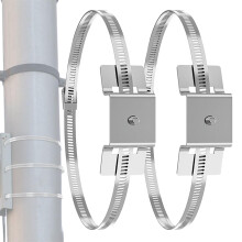 Adjustable Stainless Steel Pole Mount Bracket Kit 415in for Signs, Cameras and Street Lights