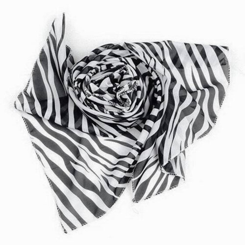 10X Scialle Sciarpa Nero Chiffon Bianco  Strisce Strisce da Donne 2