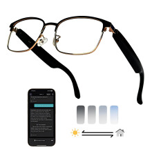 Smart Translation Glasses with RealTime Language Translation, Bluetooth Speakers, Color Change Lenses, Gold