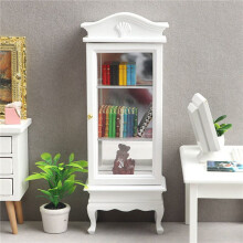 2X 1/12 DollHouse Miniaturowa Szafka Meblowa Drewniana Pojedyncza Szafka na KsiążKi Prezentacja na Domek dla Lalek Kuchnia Jadalnia