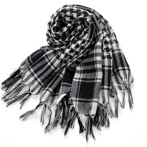 4X Unisex Scarf Polyester  Plaid Tassel Arab Desert Shemagh,Black 2