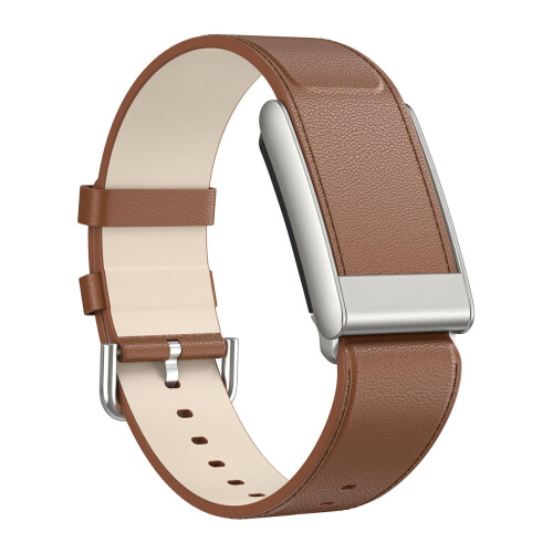 Brown  Leather Replacement Strap for WHOOP 5.0 with Secure Hook Loop Fastener