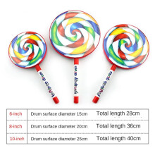 2X Orff Instruments Lollipop Drums 6/8/10 Inch Three Size Dance Props Percussion Instruments Hand Drum Education Toys