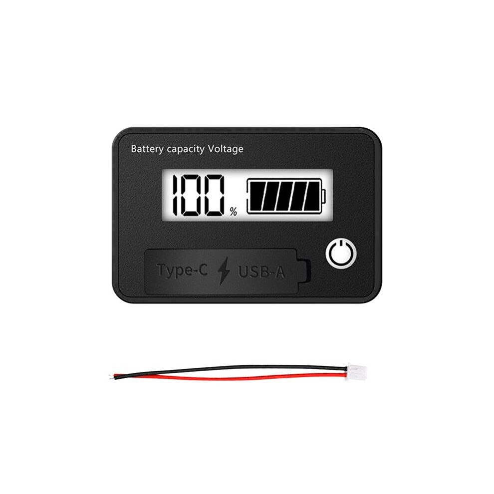 8-30V Lcd Digital Battery Voltmeter Capacity Indicator Lithium Acid Battery Voltage Tester Meter Tool Typec Output,A 4713193398699