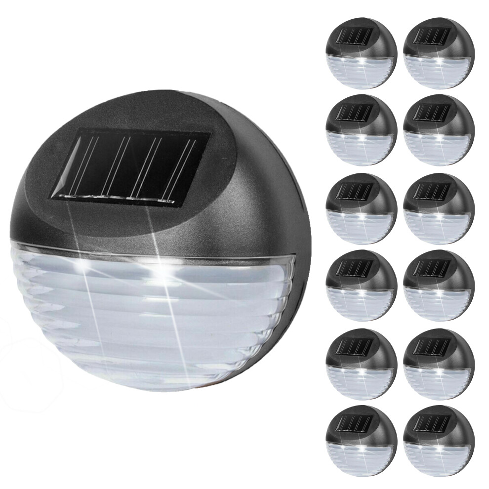 (12 x Solar Fence Lights) Geezy Solar-Powered LED Garden Fence, Decking & Patio Lights