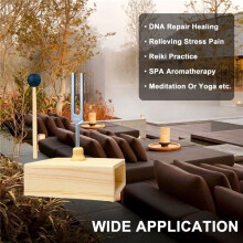 2X 528Hz Tuning Fork with Resonance Box, Aluminum Alloy, Wooden Speaker, Perfect for SPA Aromatherapy