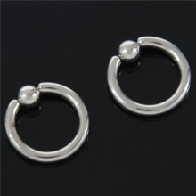 2 Pair Stainless Steel Captive Bead Ear Rings Hoop BCR Studs Piercing Jewelry Steel Color, 4G(5mm)X16mm