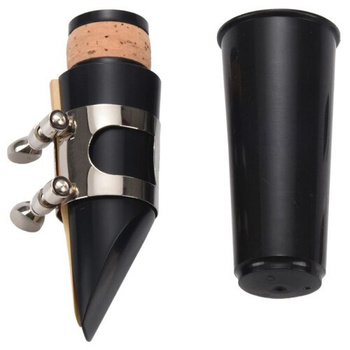 2X Black Plastic B Flat Clarinet Mouthpiece & Cap Clamp Woodwind Instruments 1