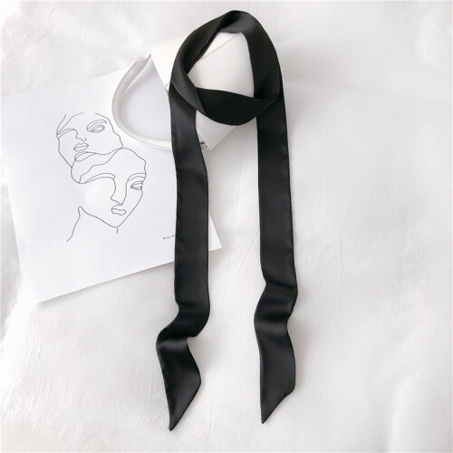 Eșarfă elegantă subțire din mătase 100% - accesoriu versatil Black 2
