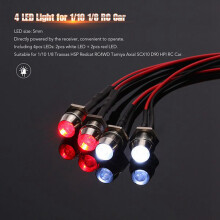 4X 4 LED Light Kit 2 White 2 Red with 3CH Lamp Control Panel for 1/10 1/8 TRX4 HSP Axial SCX10 D90 HPI RC Car