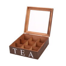 Scatola Da 9 Griglie In Legno 9 Bustine di Tè Da Contenitore Da Regalo Scatola Quadrata Trasparente Coperchio Superiore Scatola di Immagazzinaggio di