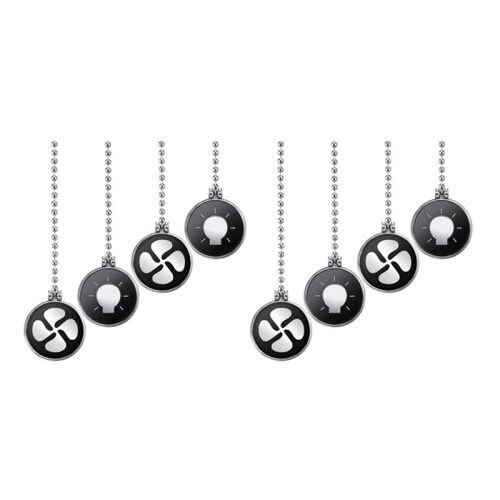 Ceiling Fan Pull Chain Set, 8Pcs Light Bulb and Fan Pattern Pull Chain Ceiling Fan Chain Extender with  Fan Chain