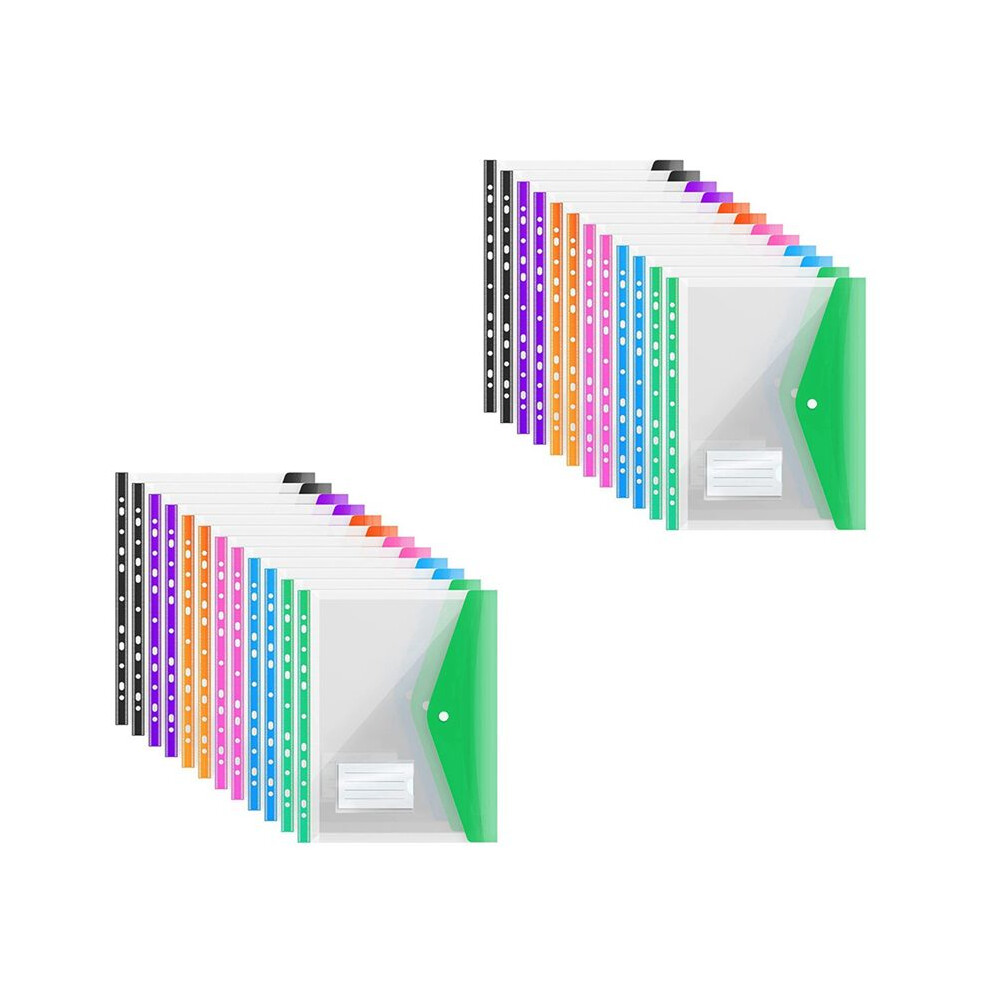 24Pack A4 Plastic File Folder,Expandable A4 Expandable Punched Pockets For A4 Folders,With Snap Closure And Label Pocket 6031819276793