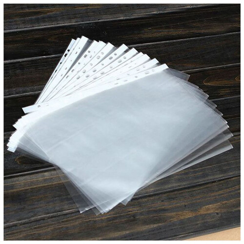 500Pcs A4 PP Punched Punch Pockets Folders Filing Wallets Sleeves Bag Transparent 0.03mm 1