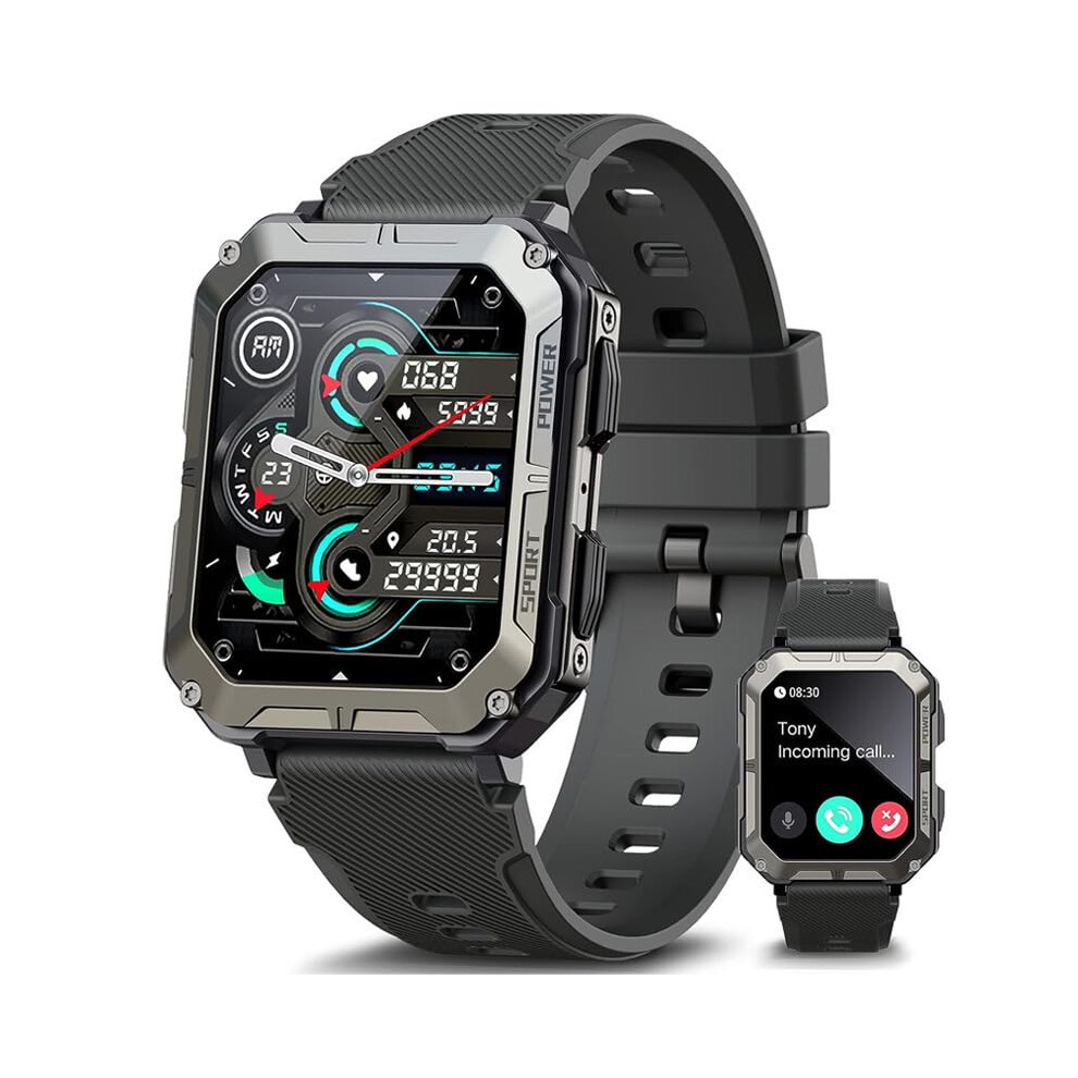 Smart Watch With Bluetooth Calling, Waterproof, Heart Rate, Blood Pressure, Sleep And Spo2 Monitor Black 9092120533316