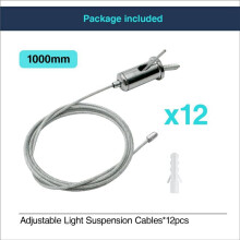 12 Sets Hexagon Garage Suspension Cables Kit Steel Hanging Chains, Honeycomb Light Connector Pendant Wire Rope Cable 1m