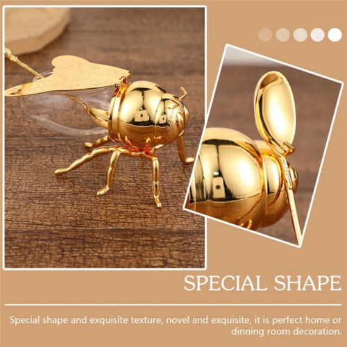 Bee Shape Glass Bottle, High-End Kitchen Seasoning Jar, Bee Sugar Cup (Gold) 1