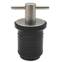 2 Tapones de Drenaje Tipo T de Acero Inoxidable 304 y Goma con Mango Giratorio para Orificio de Drenaje de 25 mm en el Espejo de Popa de un  o