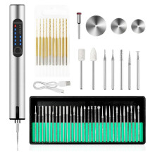 USB Rechargeable Engraving Pen Engraver,Portable DIY Hand Drill for Jewelry Making, Metal Wood Stone Plastic Glass, Gray