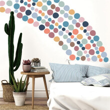 300 Stuks Kleurrijke Stippen Muurstickers Schil en Plak Regenboog Muurstickers Decoratie Voor Kinderkamer Behang Slaapkamer