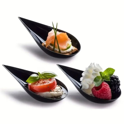 100PCS Unbreakable Drop Appetizer Plates Tableware Reusable Plastic Tasting Cup Sauce Dish Ice Cream Cup Caviary A 2