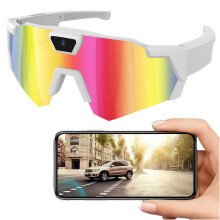 POV Camera Sunglasses 4K Sports Glasses with 120 Wide Angle for Hands Baseball Recording Iridescent A