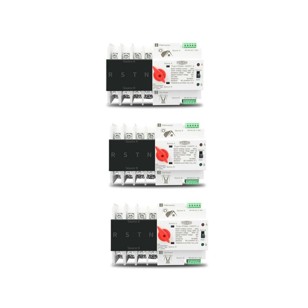 Photos - Other Electrical Equipment 3X Din Rail 4P ATS Dual Power Automatic Transfer Electrical Selector Switches Uninterrupted Power 100A