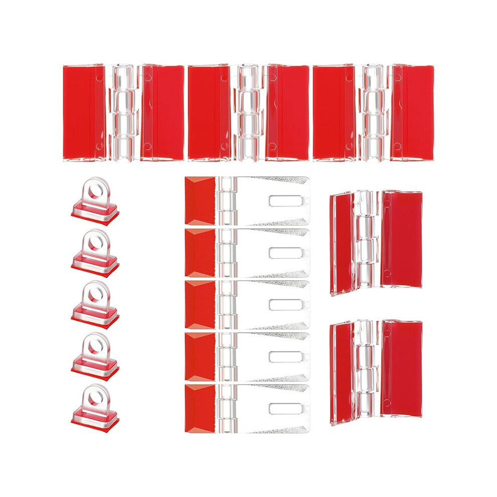 Acrylic Hinges Kit,15Pcs Self Adhesive Buckles Set No Need To Punch Plastic Diy Piano Hinge Door Buckle For Box 6032578961180