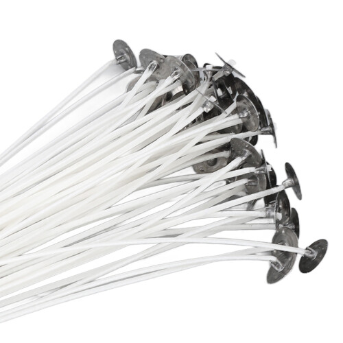 50 Stück weiße 20 cm Baumwollmetall-Teelichter mit Haltern 2