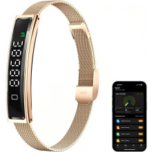 Rose Gold Smart Fitness Wristband Heart Rate, Sleep  Stress Monitor, Life Waterproof Wristband