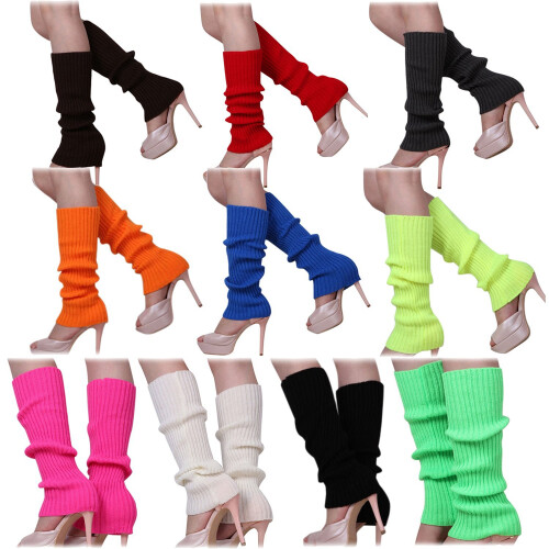 Women's Solid Color Knitted Foot less Leg Warmers Black