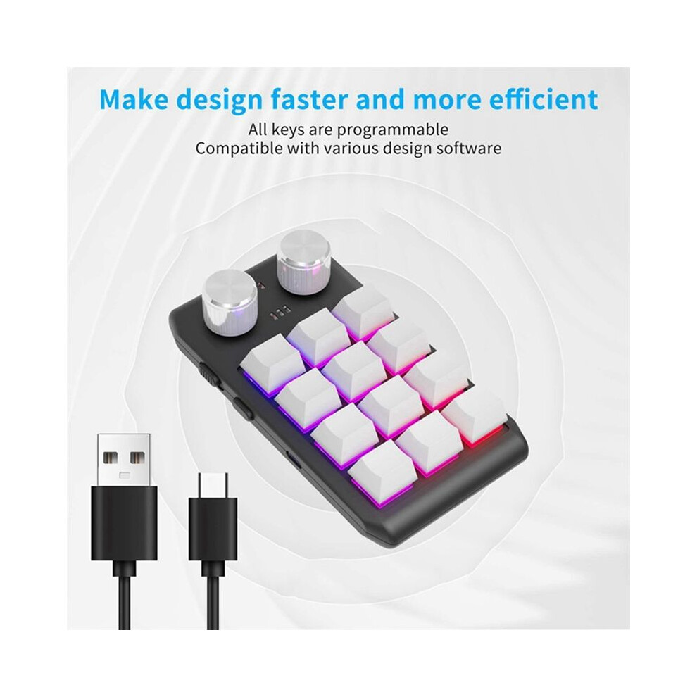 Custom Keyboard Volume Button Knob Programming Macro Gaming Hotswap Keypad 12 Keys 2 Knob Black 6031615348403