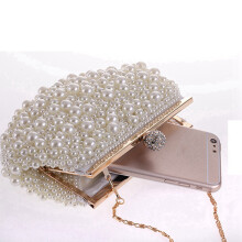 5X Evening Wedding Clutch Handbag Pearl Bag Dress Dinner Bag Small Purse Bridesmaid Handbag White