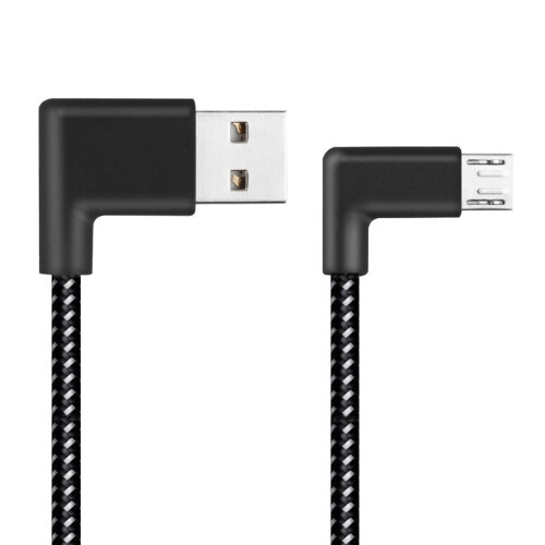90 Degree Angle Connector Nylon Braided Smartphone Charger Cable Micro USB Quick Charge Power Cables for Android Flexible & Durable Universal Adapter