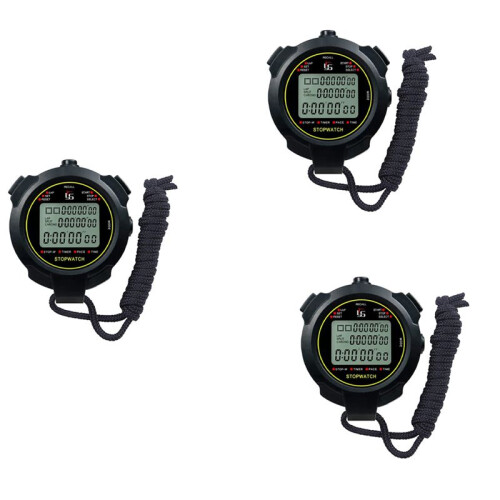 3X Digital Sports Stopwatch, 10Lap /Split Memory Stopwatch Count Down Timer, Large Display Waterproof 12/24 Hour Clock 1