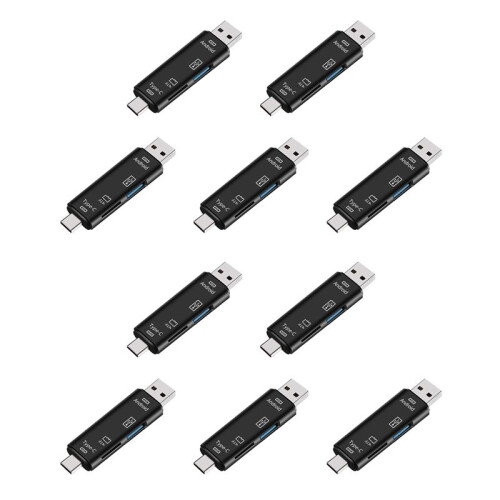 10X 5-In-1 Multifunctional OTG Card Reader Micro- /  Card / USB Reader Support TF Android Type-C Phone Universal