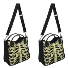 2X Luminous Gothic Skeleton Skulls Väskor Rock Designer Kvinnliga Fritidsväskor Kvinnor Punkväskor Modehandväska