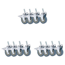 Hochleistungs Schwenkrolle mit Bremse Trolley Rollen Räder für Möbel (75 mm), 12-Set
