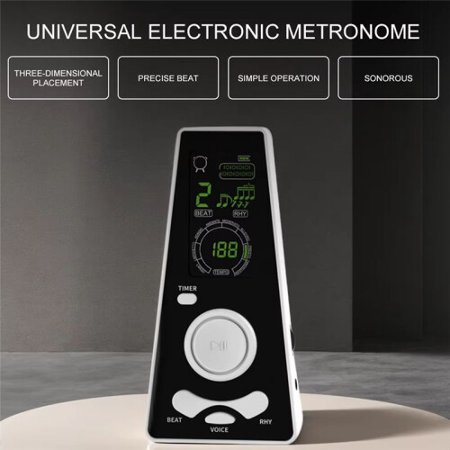 Electronic Digital Metronome Volume Beat Speed Adjustable Timer Digital Metronome for Piano Guitar Drum Violin White 2