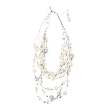 Fashion Jewelry Multi Layer Chains Imitation Pearl Necklaces For Women Party Wedding Necklace Silver
