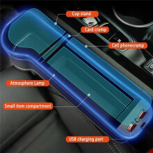 Autostoel Vulling Bekerhouder 7 Kleuren Veranderende LED Automatische Kieren Opbergdoos met 2USB Oplader