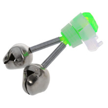 6 Pcs Fishing Rod Tip Green Silver Tone Double Bell Bait Alarm Ring