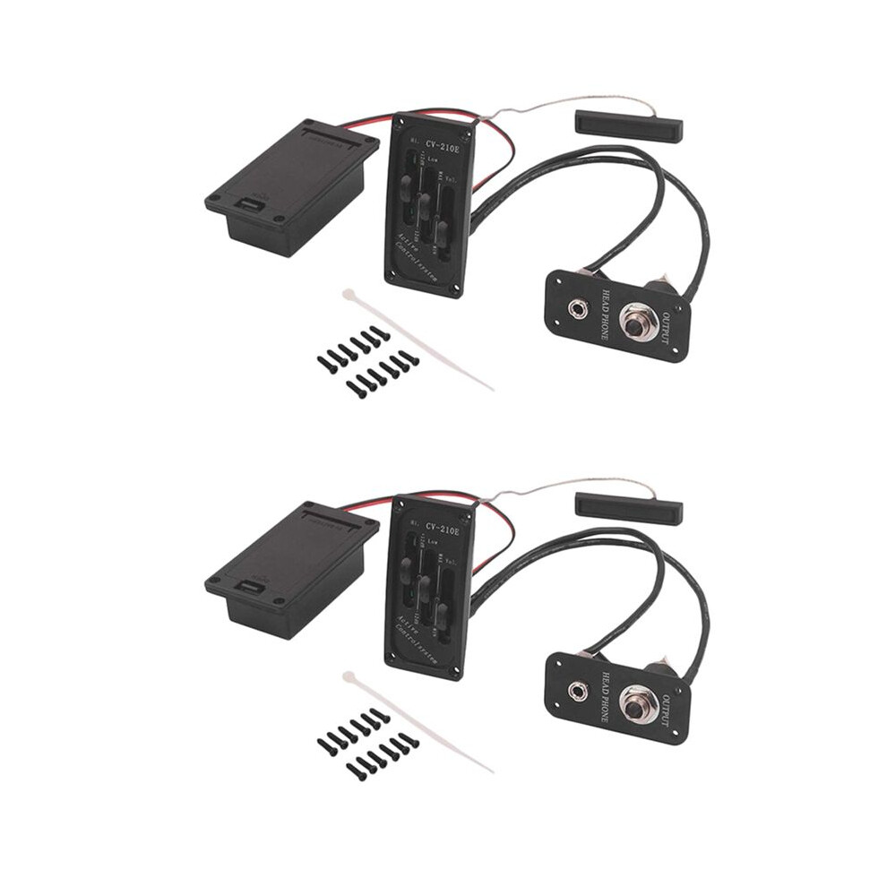 2X Electric Violin Pickup Piezo Preamp Accessory With Active Tone System Brass 6031416299478