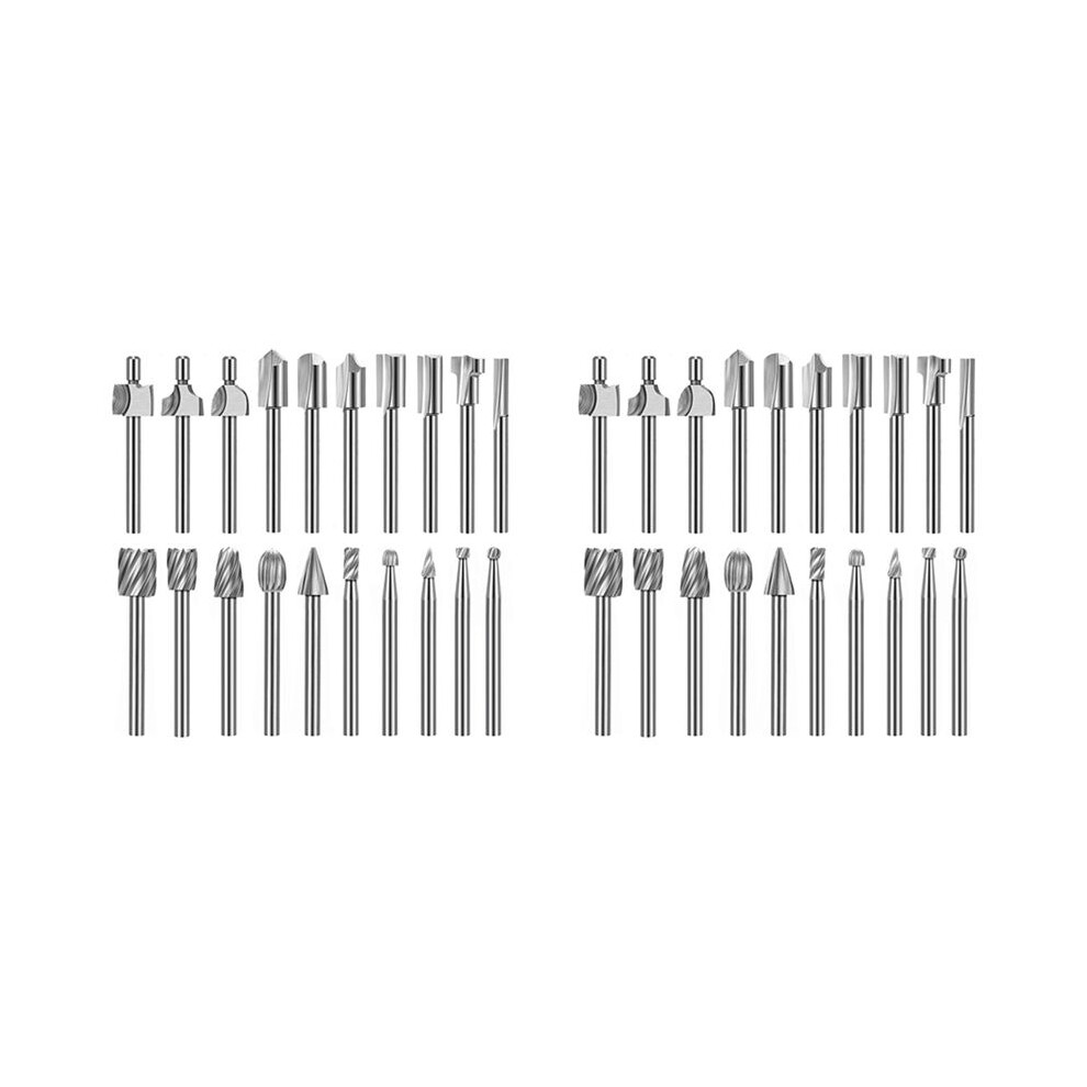 40Pc Hss Router Carbide Engraving Bits For Router Bit Set 1/8 Inch(3Mm) Shank For Proxxon Rotary Tools 4712401101892