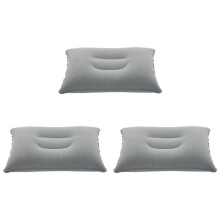3X Outdoor Portable Folding Air Inflatable Pillow Double Sided Flocking Cushion Light Grey