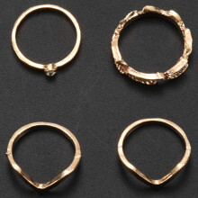 Set 6Pcs Lot of Phalanx Rings Fleche Moon Midi with Pearl Fancy Boheme Jewelry for Woman and Girl (6Pcs Gold)