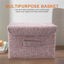 Cotton Linen Fabric Folding Cd Storage Boxes Foldable Bins Toys Organizer With Lids And Handles Storage Basket Laundry Basket